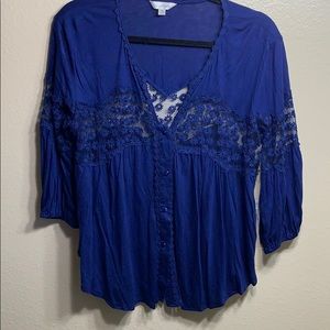 Women’s blouse navy blue button up